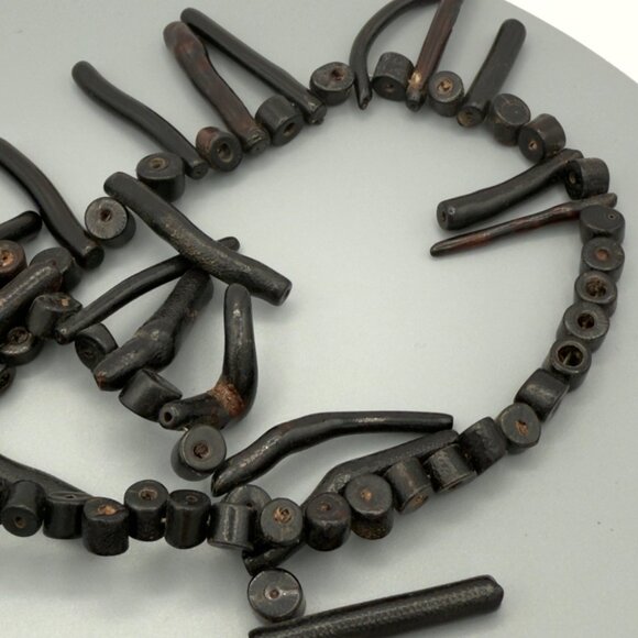 Vintage Natural Black Branch Coral Necklace Bib Statement Design 24 inches - Picture 12 of 16